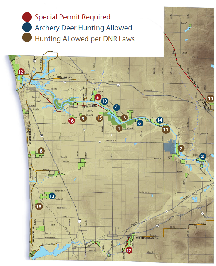 Map showing where hunting is allowed